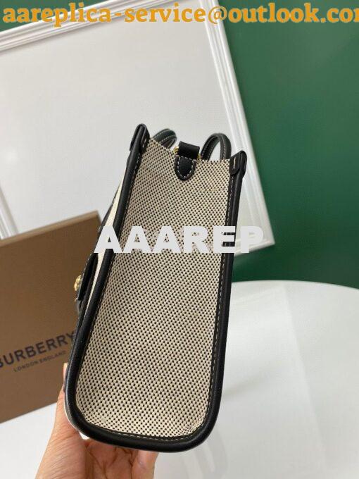 Replica Burberry Mini Two-tone Canvas and Leather Freya Bag Black 8044 6