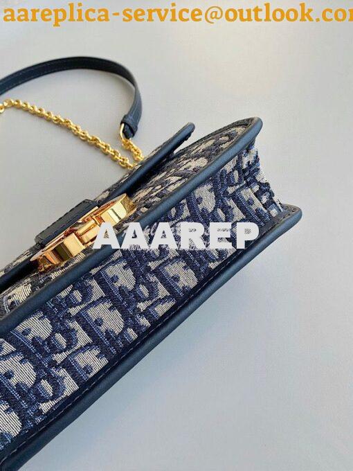 Replica Dior 30 Montaigne East-west Bag With Chain Blue Oblique Jacqua 7