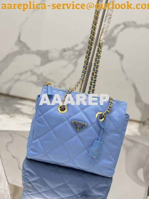 Replica Prada Re-Edition 1995 Chaîne Re-Nylon tote bag 1BG468 Blue 2