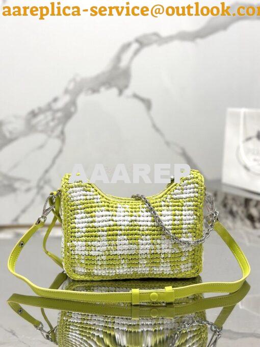 Replica Prada Re-Edition Crochet Mini-bag Raffia 1BC204 Citron Yellow 12