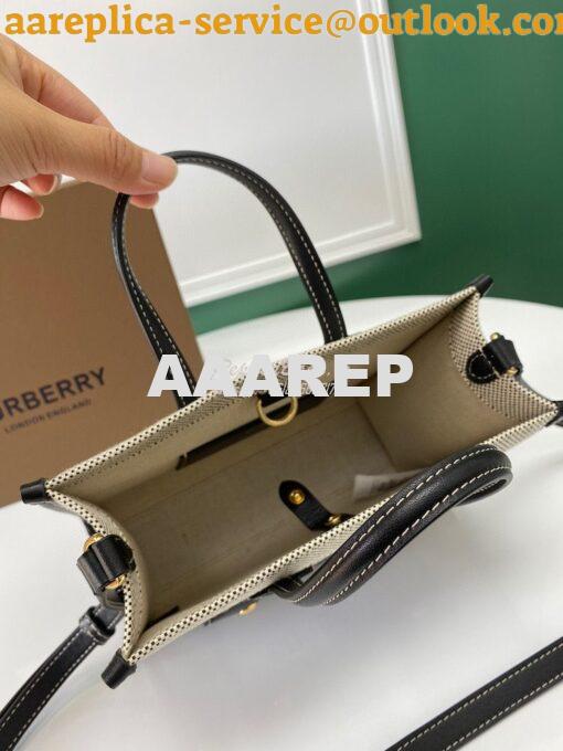 Replica Burberry Mini Two-tone Canvas and Leather Freya Bag Black 8044 7