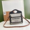 Replica Burberry Mini Two-tone Canvas and Leather Freya Bag Black 8044 11