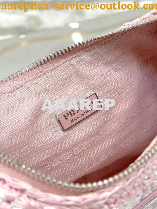 Replica Prada Re-Edition Crochet Mini-bag Raffia 1BC204 Alabaster Pink 11