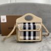 Replica Burberry Mini Logo Graphic Denim and Leather Pocket Bag Dark C 14