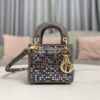 Replica Dior Mini Lady Dior Bag Metallic Calfskin with Platinum Beaded 13