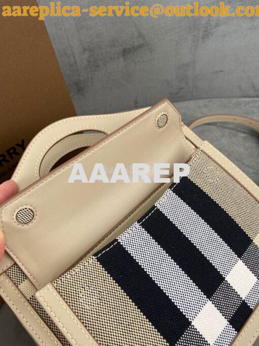 Replica Burberry Mini Check Cotton and Leather Pocket Bag Beige 802806 9