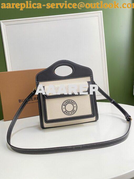 Replica Burberry Mini Logo Graphic Canvas and Leather Pocket Bag Natur