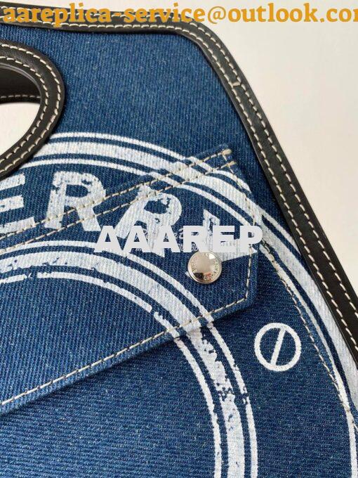 Replica Burberry Mini Logo Graphic Denim and Leather Pocket Bag Dark C 8