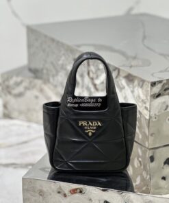 Replica Prada Small Nappa-leather Tote Bag with Topstitching 1BG451 Bl