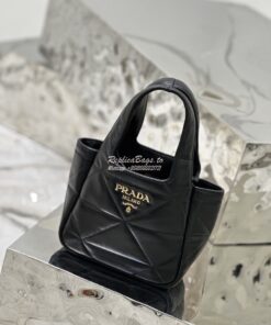 Replica Prada Small Nappa-leather Tote Bag with Topstitching 1BG451 Bl 2