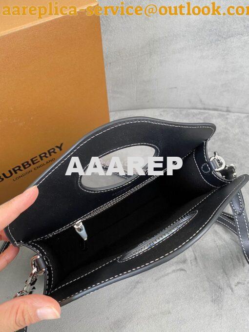 Replica Burberry Mini Logo Graphic Denim and Leather Pocket Bag Dark C 9