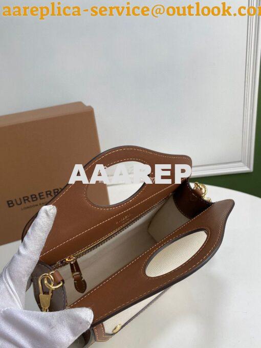 Replica Burberry Mini Logo Graphic Canvas and Leather Pocket Bag Natur 6