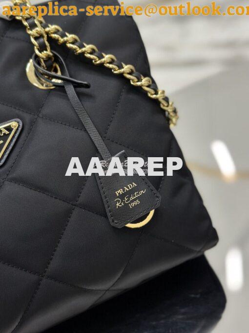 Replica Prada Re-Edition 1995 Chaîne Re-Nylon tote bag 1BG468 Black 7