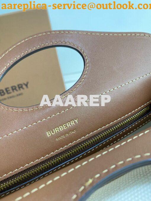 Replica Burberry Mini Logo Graphic Canvas and Leather Pocket Bag Natur 7