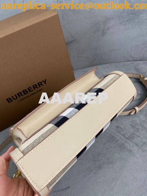 Replica Burberry Mini Check Cotton and Leather Pocket Bag Beige 802806 13