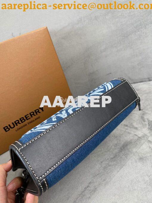 Replica Burberry Mini Logo Graphic Denim and Leather Pocket Bag Dark C 12