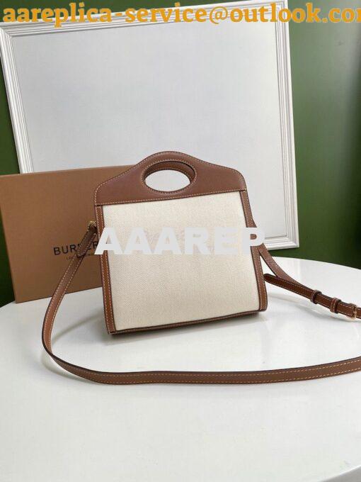 Replica Burberry Mini Logo Graphic Canvas and Leather Pocket Bag Natur 9