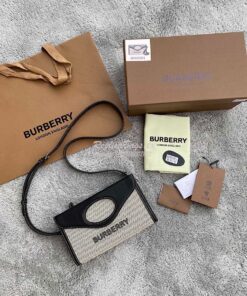 Replica Burberry Canvas and Leather Foldover Pocket Bag 80395061