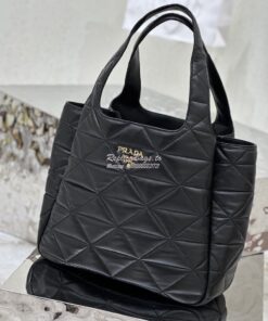 Replica Prada Large Nappa-leather Tote Bag with Topstitching 1BG449 Bl 2