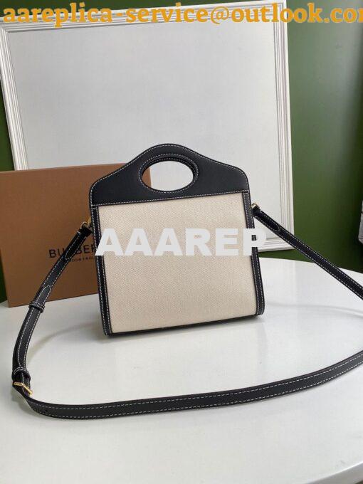 Replica Burberry Mini Logo Graphic Canvas and Leather Pocket Bag Natur 10