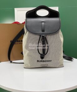 Replica Burberry Print Canvas and Leather Pocket Backpack 80420191 Bla