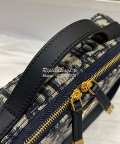 Replica Dior Caro Box Bag With Chain Blue Oblique Canvas S5140 2