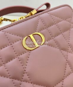 Replica Dior Caro Box Bag With Chain Antique Pink Quilted Macrocannage 2