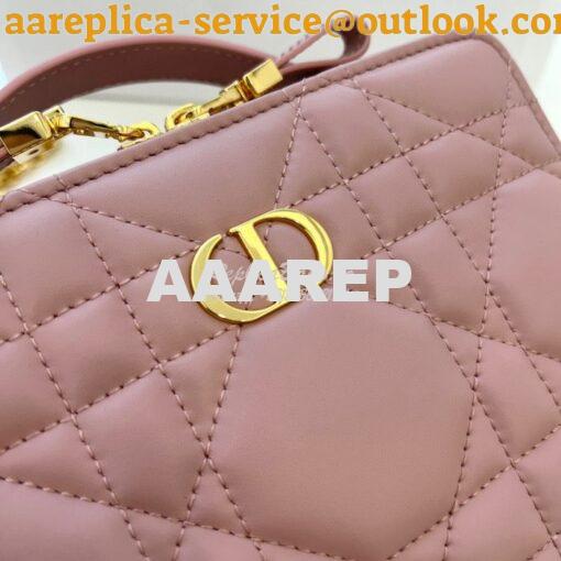 Replica Dior Caro Box Bag With Chain Antique Pink Quilted Macrocannage 2