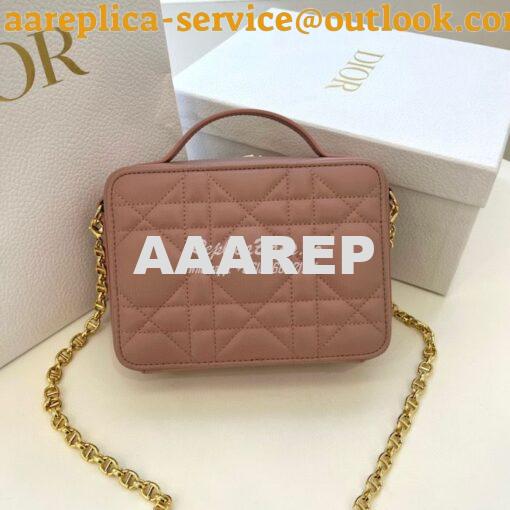 Replica Dior Caro Box Bag With Chain Antique Pink Quilted Macrocannage 6