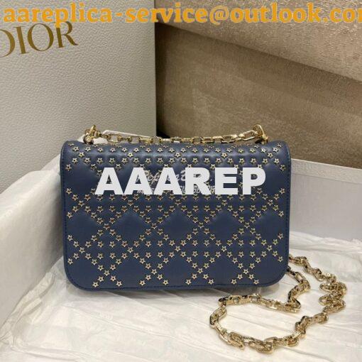 Replica Dior Small Addict Bag Denim Blue Lucky Star Cannage Lambskin M 7