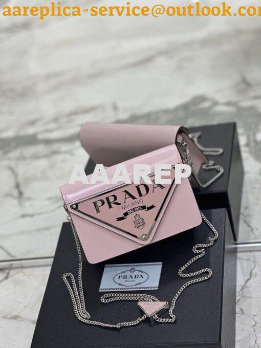 Replica Prada Brushed Leather Shoulder Bag 1BH189 Pink 2