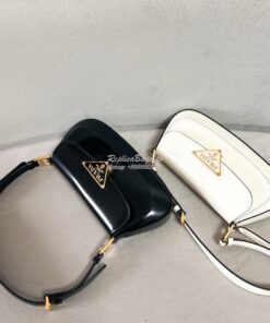 Replica Prada Brushed leather shoulder bag 1BD345 Black