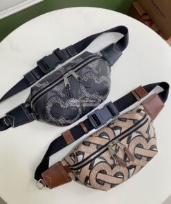 Replica Burberry Monogram Print E-canvas Sonny Bum Bag 80331541 Dark b