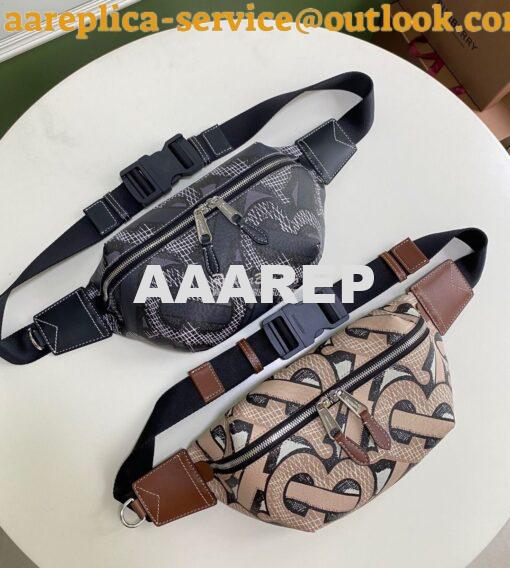 Replica Burberry Monogram Print E-canvas Sonny Bum Bag 80331541 Dark b