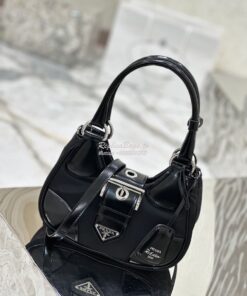 Replica Prada Moon Re-Nylon and leather bag 1BA381 Black