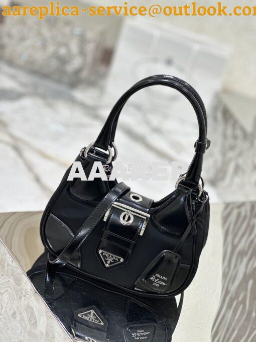 Replica Prada Moon Re-Nylon and leather bag 1BA381 Black