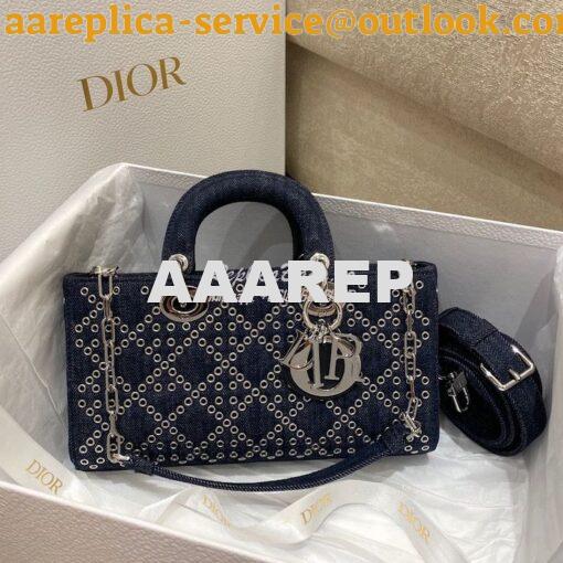 Replica Dior Lady D-Joy Bag Eyelet Blue Cannage Denim M0540O