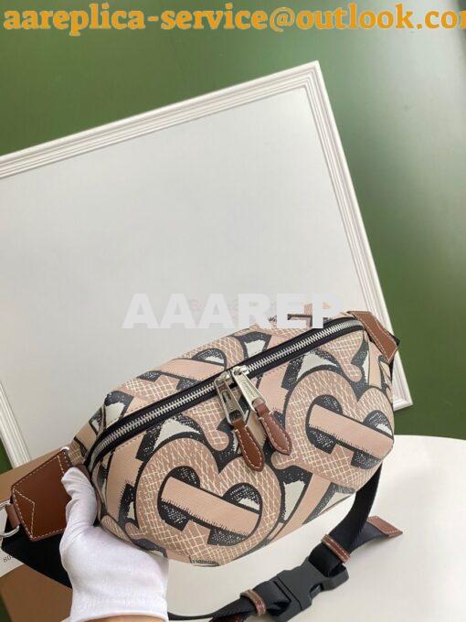 Replica Burberry Monogram Print E-canvas Sonny Bum Bag 80331541 Dark b 4