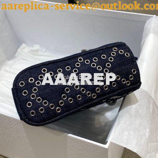 Replica Dior Lady D-Joy Bag Eyelet Blue Cannage Denim M0540O 5