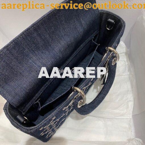 Replica Dior Lady D-Joy Bag Eyelet Blue Cannage Denim M0540O 7