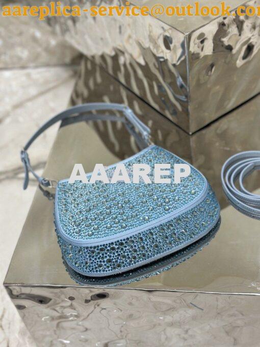 Replica Prada Cleo Satin Bag With Appliqués 1BC169 Light Blue 6