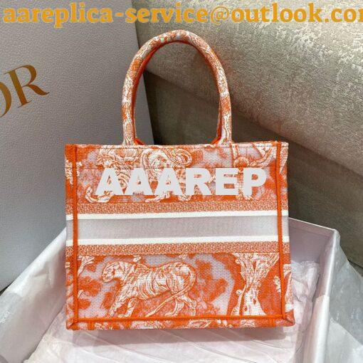 Replica Dior Book Tote bag in Fluorescent Orange Toile de Jouy Transpa 7