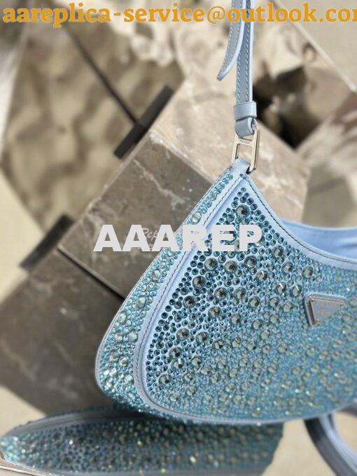 Replica Prada Cleo Satin Bag With Appliqués 1BC169 Light Blue 8