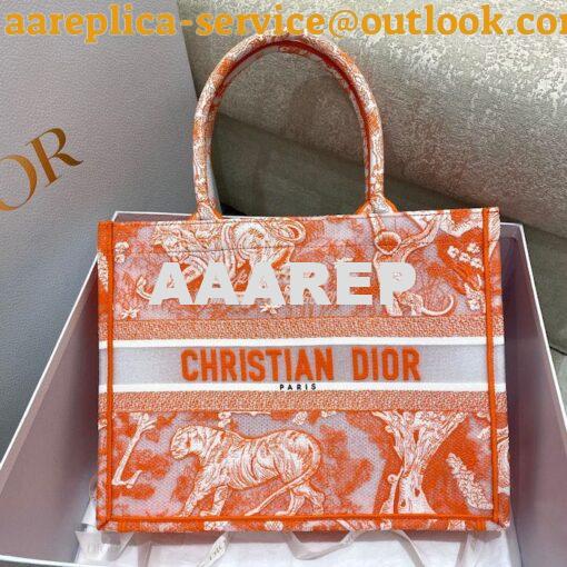 Replica Dior Book Tote bag in Fluorescent Orange Toile de Jouy Transpa 10