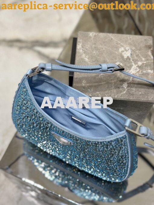 Replica Prada Cleo Satin Bag With Appliqués 1BC169 Light Blue 9