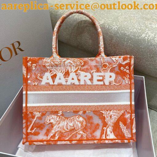 Replica Dior Book Tote bag in Fluorescent Orange Toile de Jouy Transpa 15