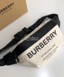 Replica Burberry Medium Horseferry Print Cotton Canvas Bum Bag Natural