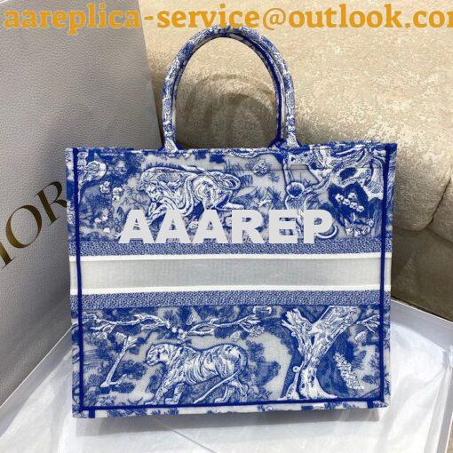 Replica Dior Book Tote bag in Fluorescent Blue Toile de Jouy Transpare 6