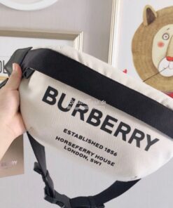 Replica Burberry Medium Horseferry Print Cotton Canvas Bum Bag Natural 2