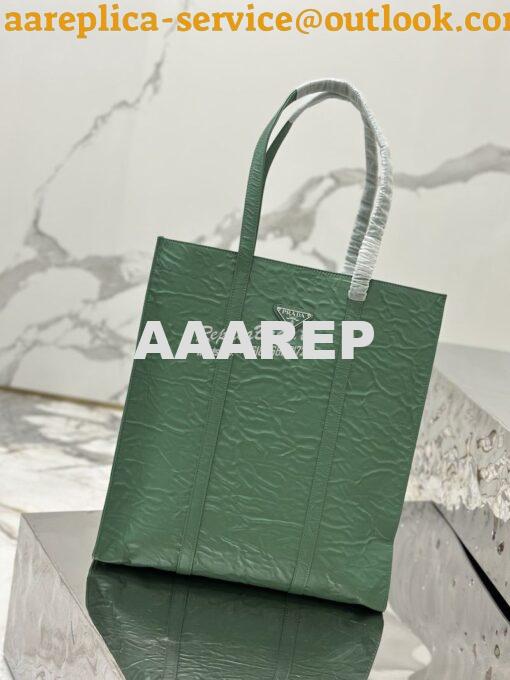 Replica Prada Medium Antiqued Nappa Leather Tote Bag 1BG587 Sage Green 2